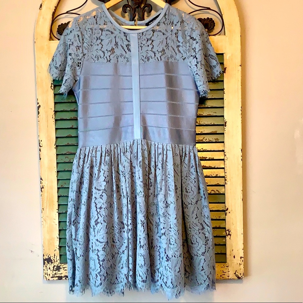 FRENCH CONNECTION Lace Dress Blue 12 - Picture 2 of 6